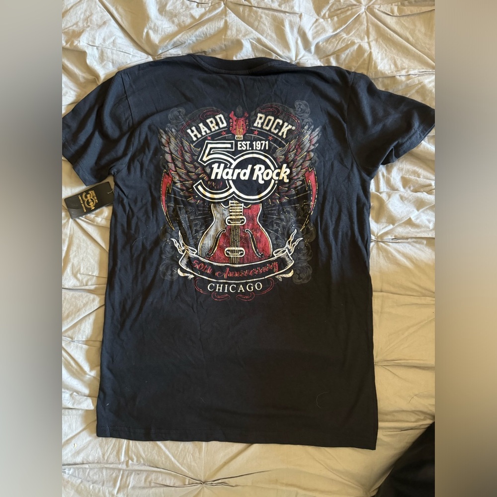 New With Tags Limited Edition Hard Rock Chicago 50th Anniversary Tshirt X Small